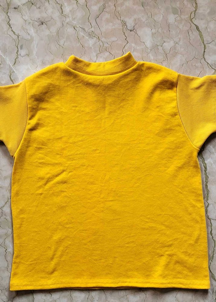 Retro Yellow Mock Neck Sweatshirt