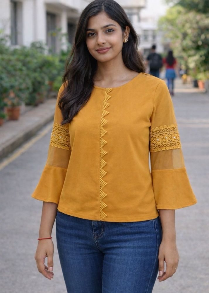 Mustard Bell Sleeve Top with freebie