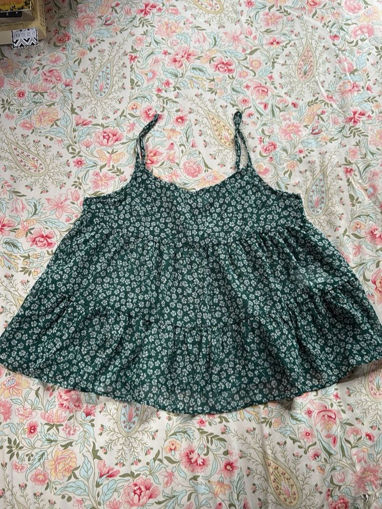 Green Floral Tiered Cami Top
