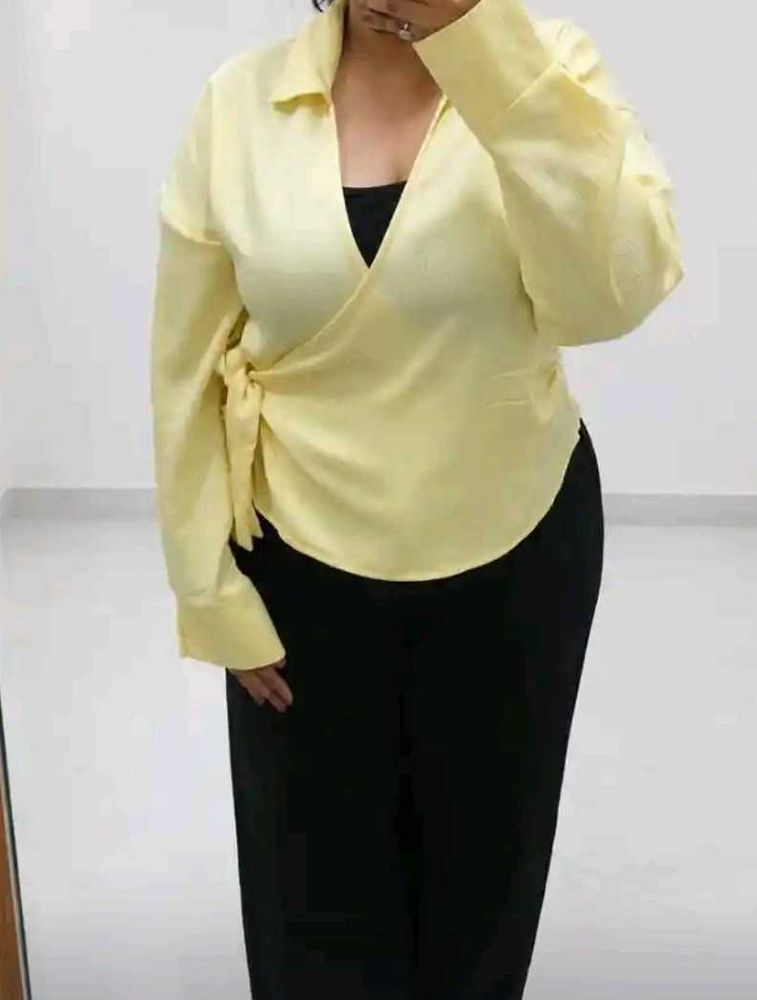 Chic Yellow Wrap Top
