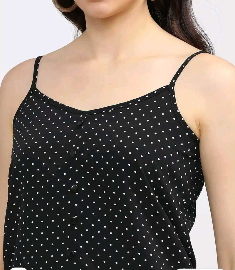 Black Polka Dot Spaghetti Top