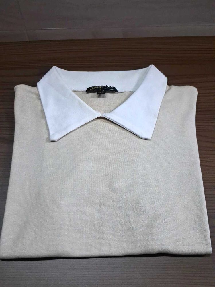 Classic Collared Beige Top