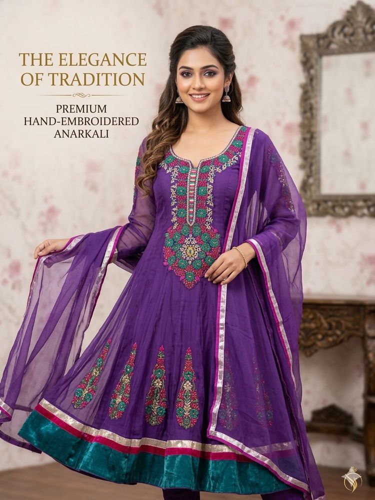 Premium Hand-Embroidered Anarkali Suit