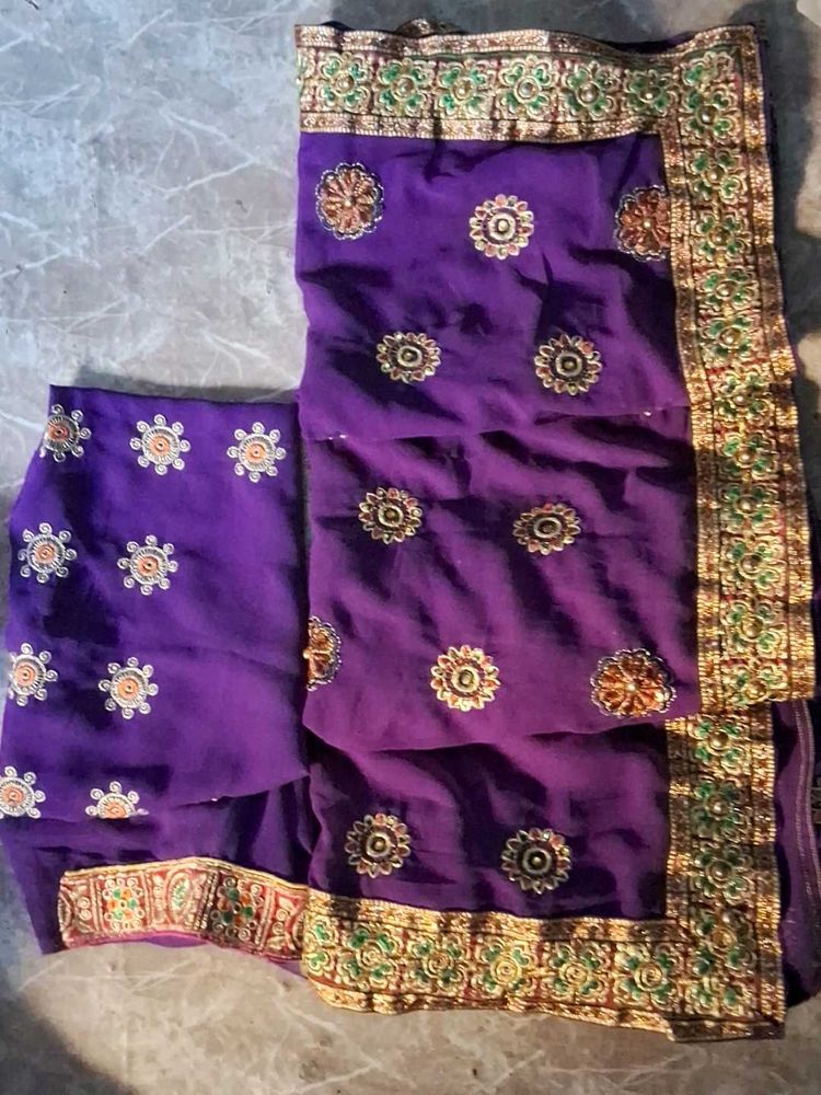 Elegant Purple Embroidered Saree