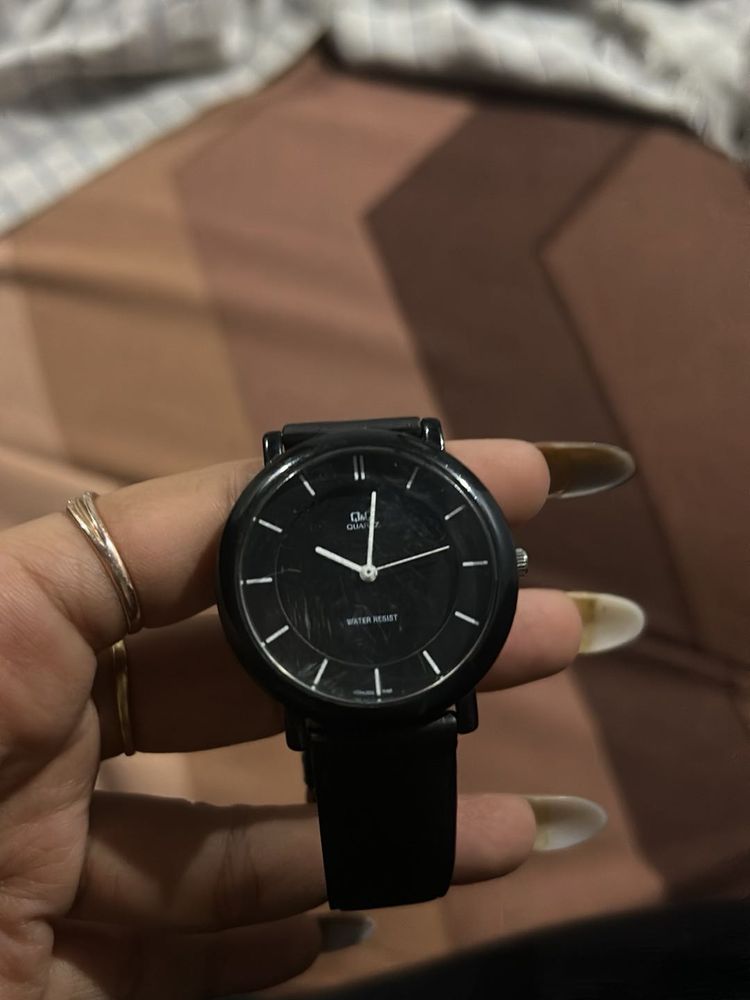 Classic Black Q&amp;Q Quartz Watch