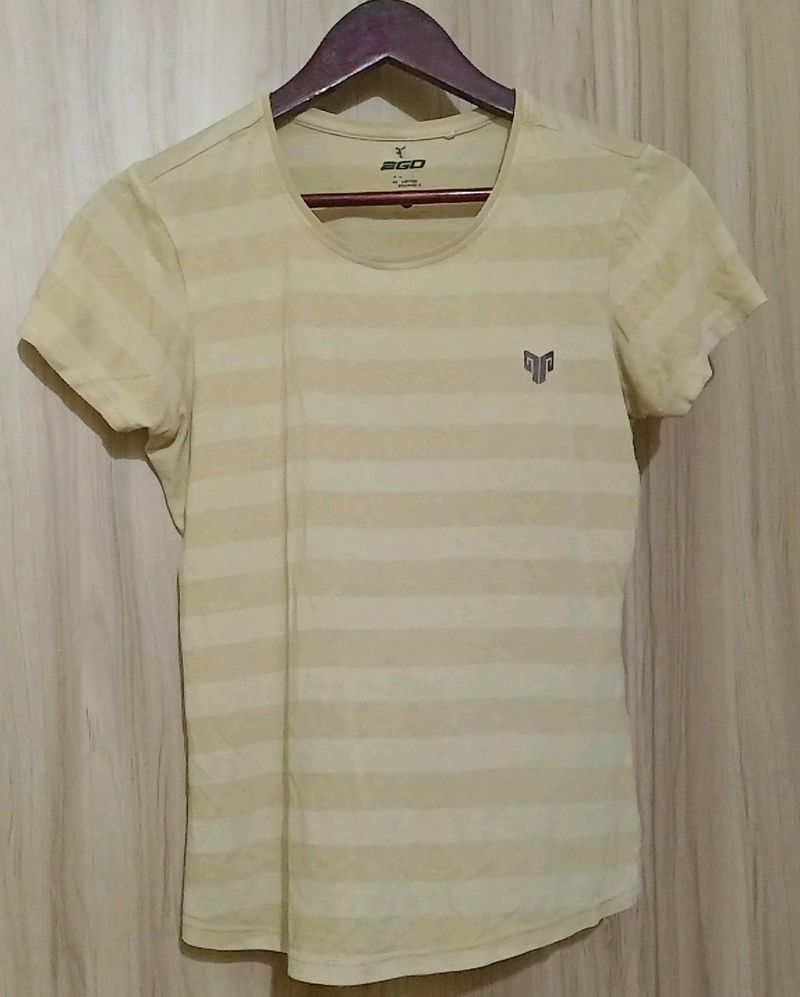 2Go Women's Striped Regular fit Sports T-Shirt