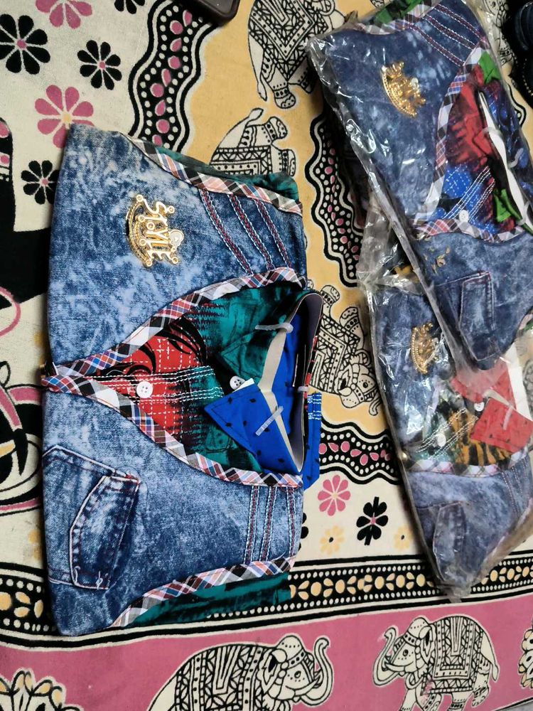 Stylish Denim jeans shirt set