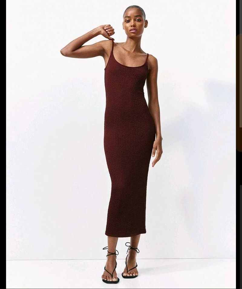 Burgundy Maroon Textured Bodycon Maxi Dress