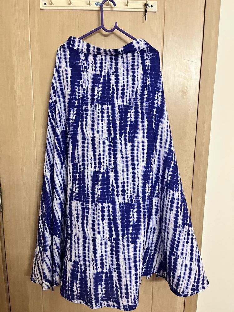 Blue &amp; White Tie-Dye Maxi Skirt