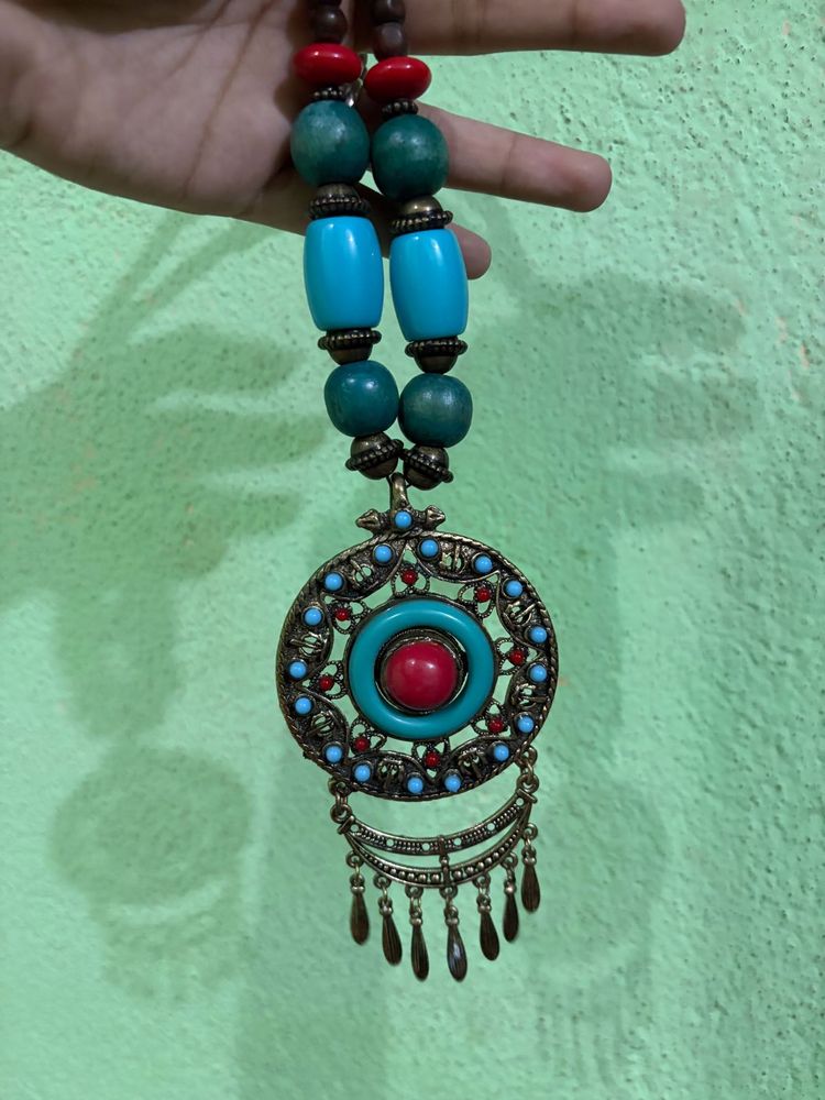 Boho Tribal Necklace with Pendant
