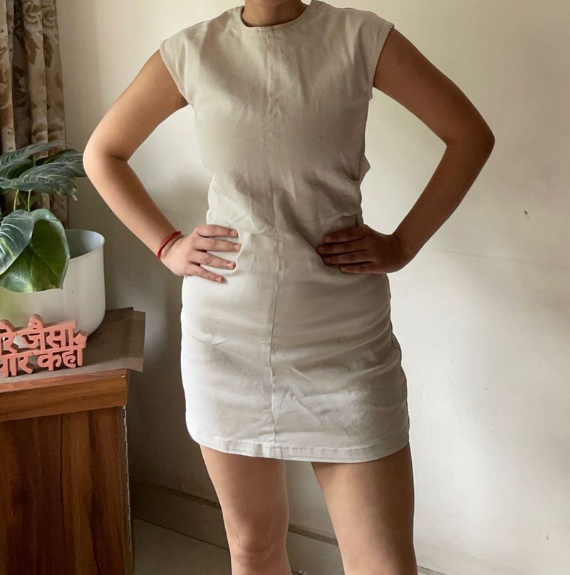 Casual Cream Mini Dress