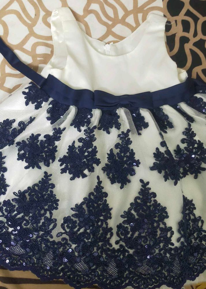 White &amp; Navy Lace Dress