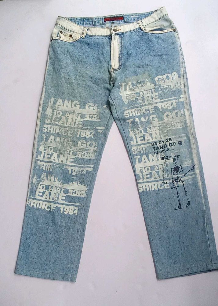 Unique Graphic Print Denim Jeans
