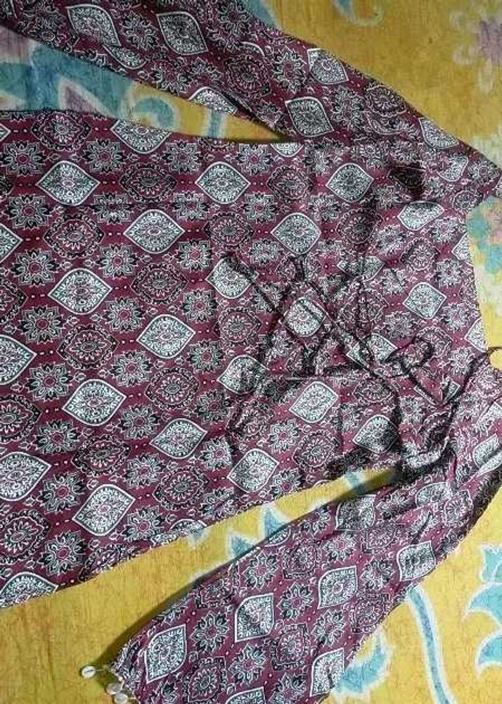 Maroon Printed Kurta