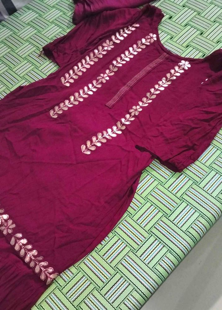 Gota pati mehroon Sharara suit