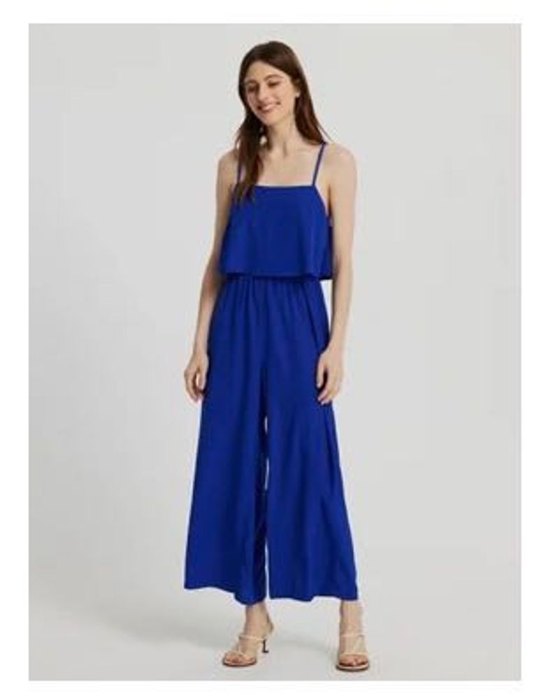 Stylish Royal Blue Wide-Leg Jumpsuit