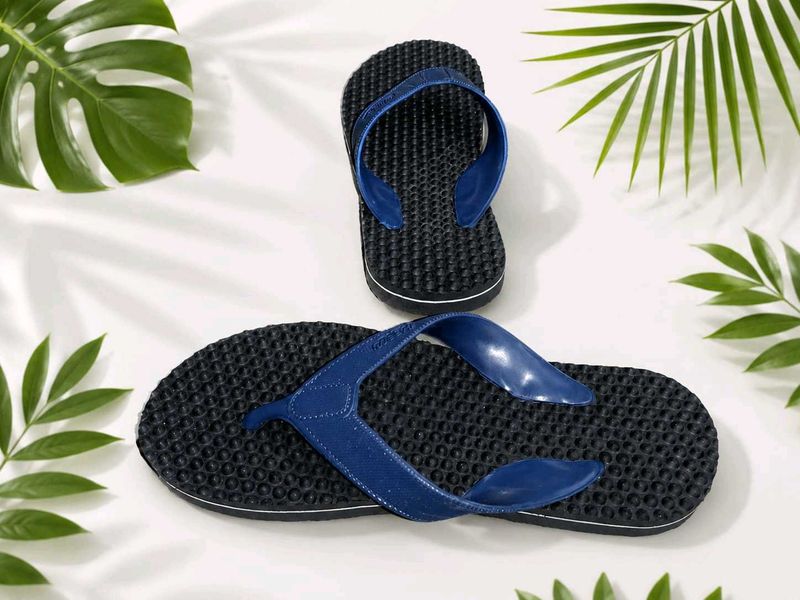 Black Flip Flops with Blue Straps