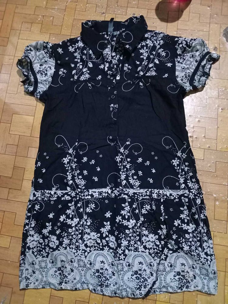 Black Floral Print Dress