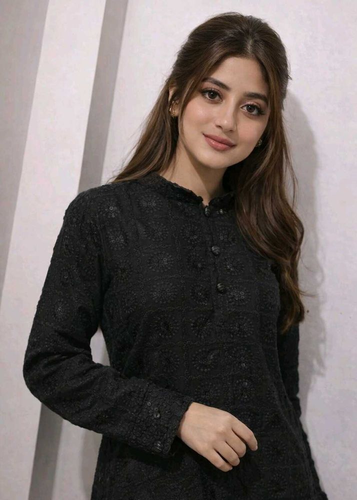 women's Black Sequin Kurta