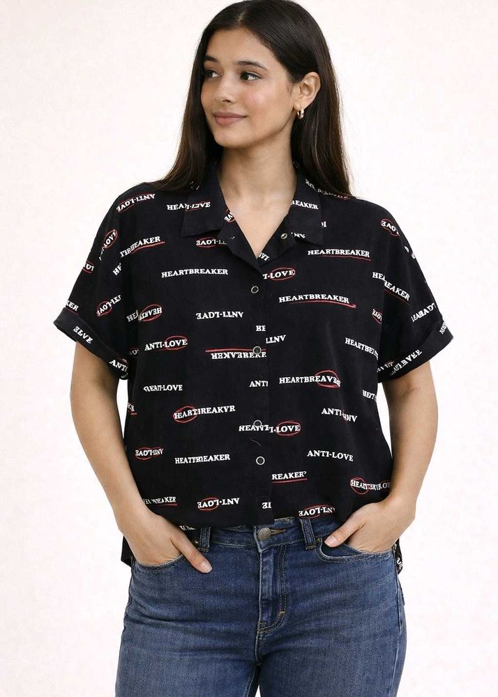 Trendy Black Patterned Shirt