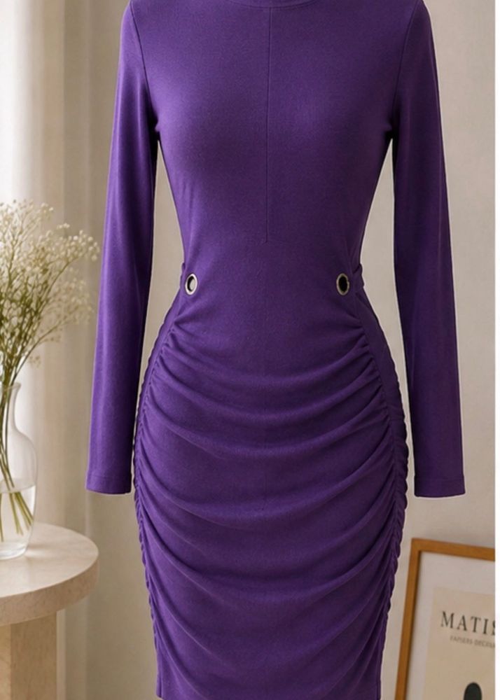 Purple Ruched Bodycon Dress