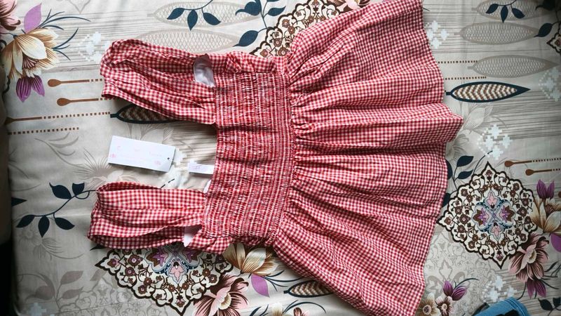 Red Gingham Smocked Dress