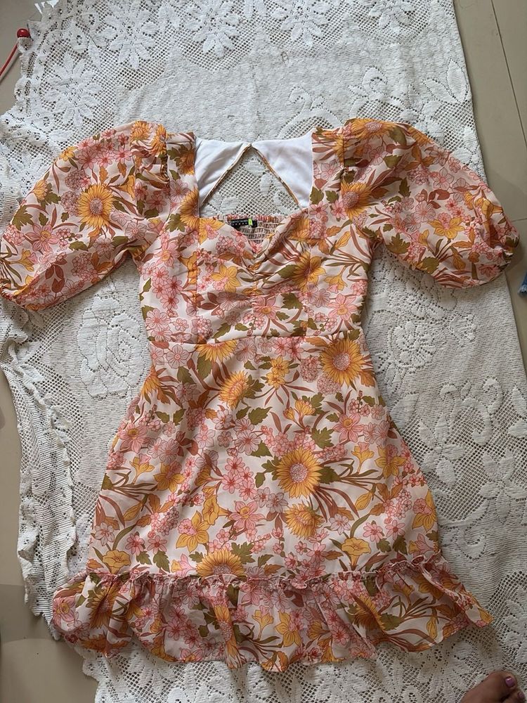 Flowy Floral Puff Sleeve Mini Dress