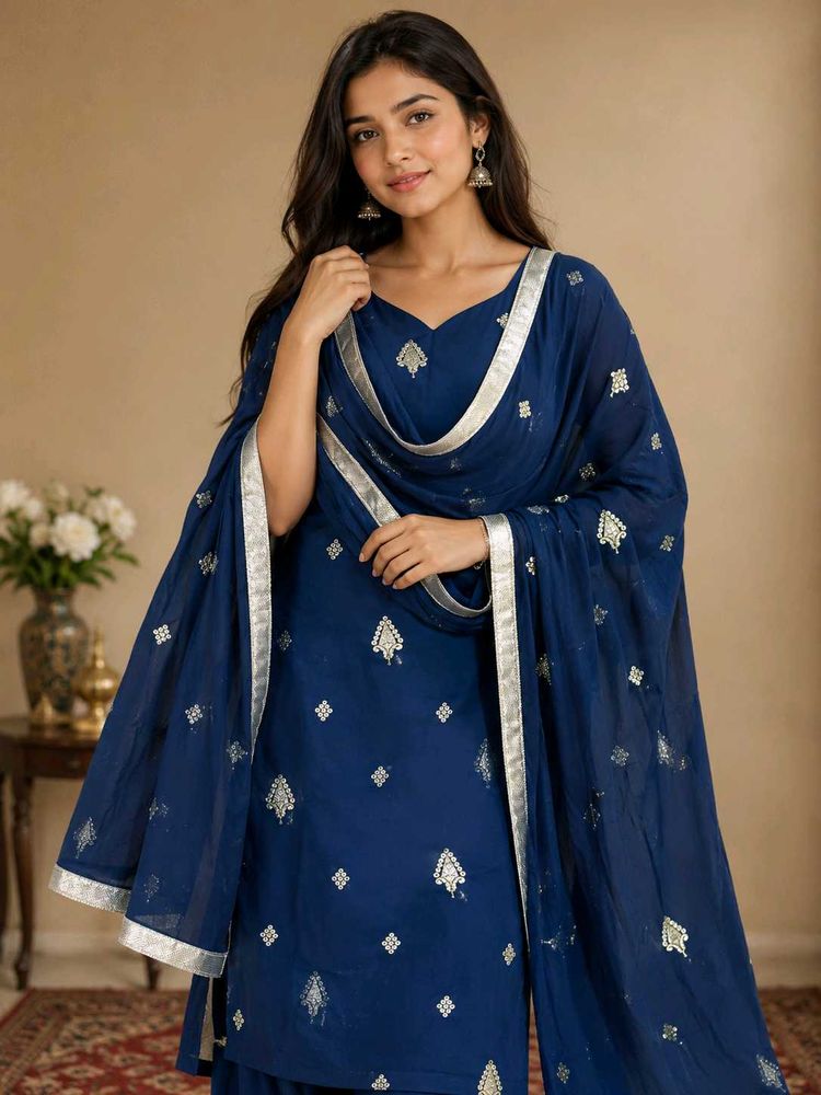 Elegant Navy Blue Dupatta