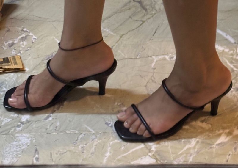 Mast &amp; Harbour Black Strappy Kitten Heel Sandals