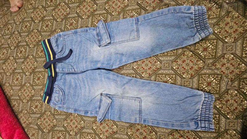 Kids Blue Denim Cargo Pants