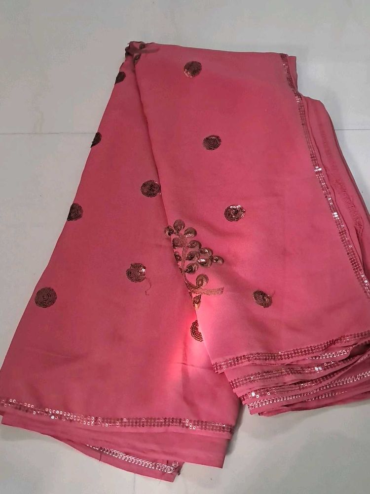 Pink Saree with Sequins