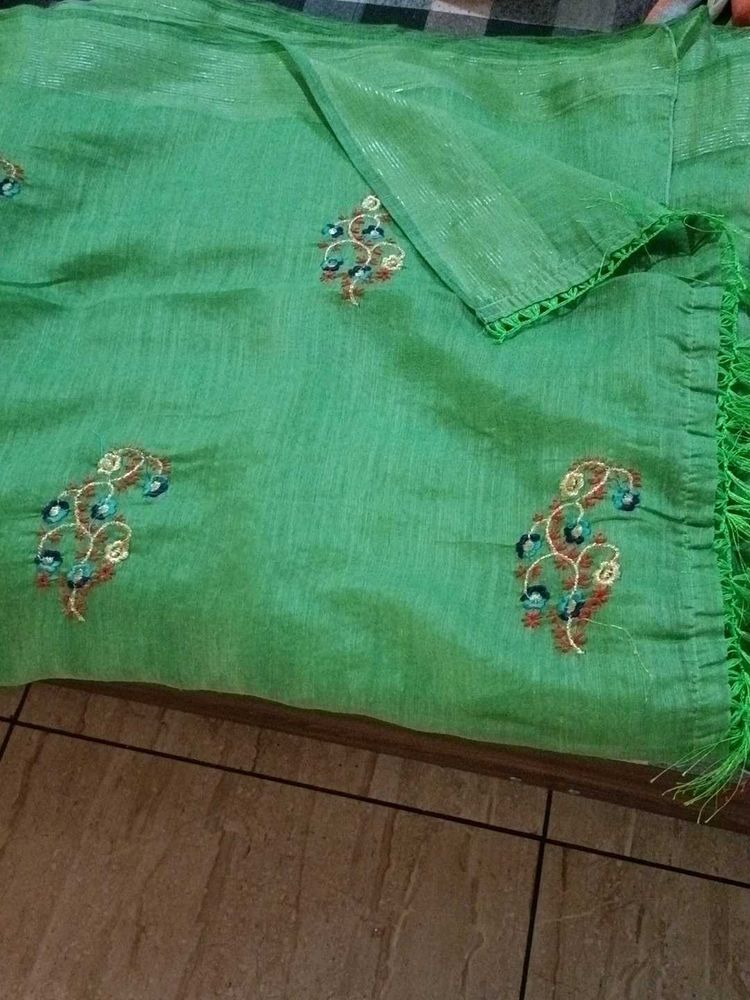 Green Embroidered Saree