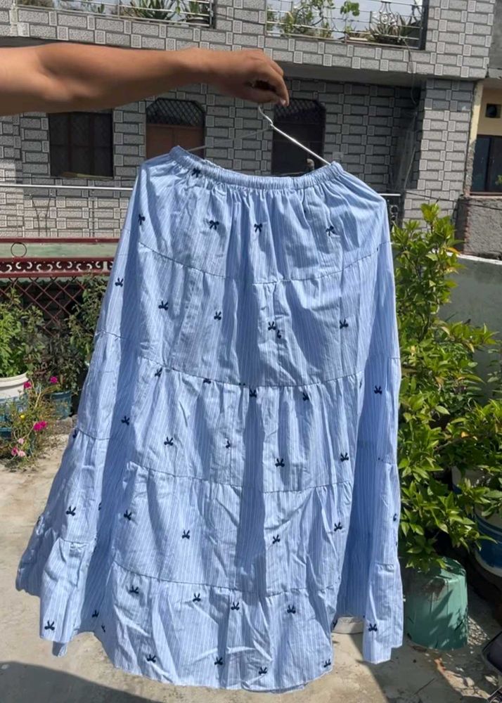 Cute Blue Striped Tiered Skirt 💙