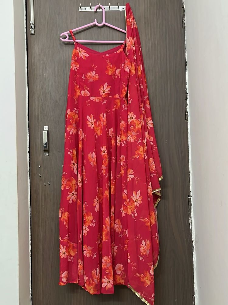 new long  Floral Print Kurta and dupatta set …