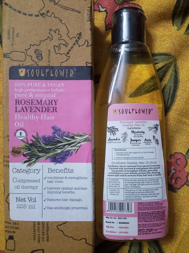 Soulflower Rosemary Lavender Healthly Hair Oil