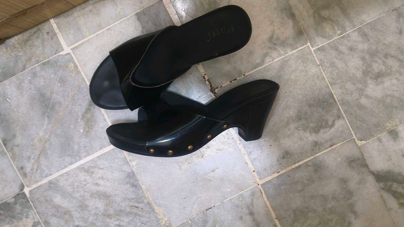 Black Wedge Mules