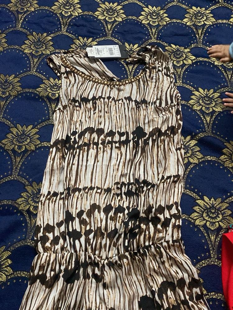Brown &amp; White Dress