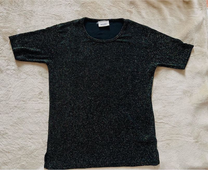 Sparkly Black Short Sleeve Top