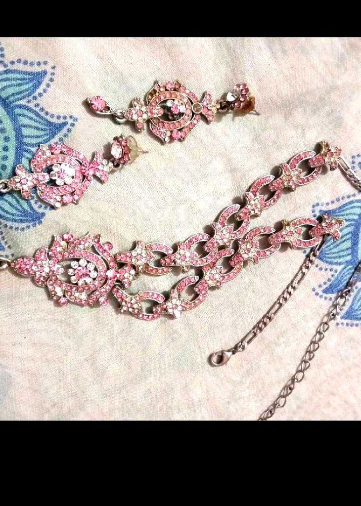 Stunning Pink Stone Jewellery Set