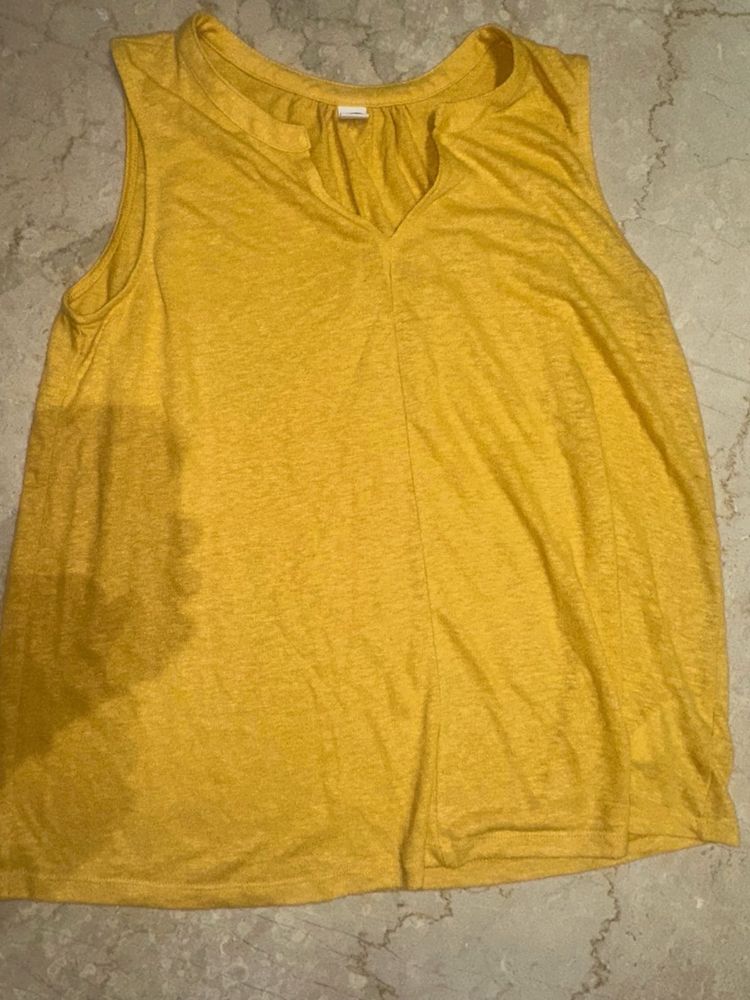 Yellow Sleeveless V-Neck Top