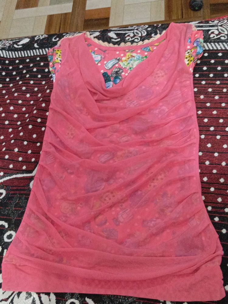 Pink Sheer Layered Tunic