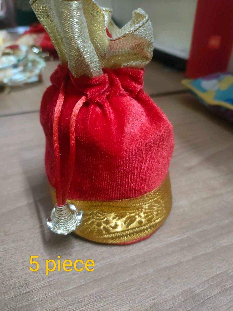 Red Velvet Drawstring Pouch
