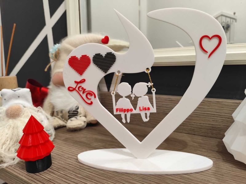 Heart Couple Showpiece 3d Printed