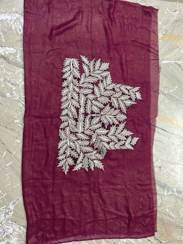 Embroidered blouse peice onion peel colour