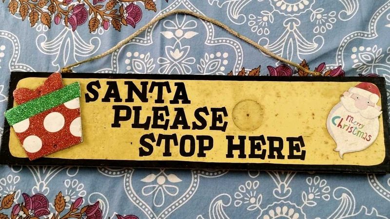 Vintage Santa Please Stop Here Christmas Sign