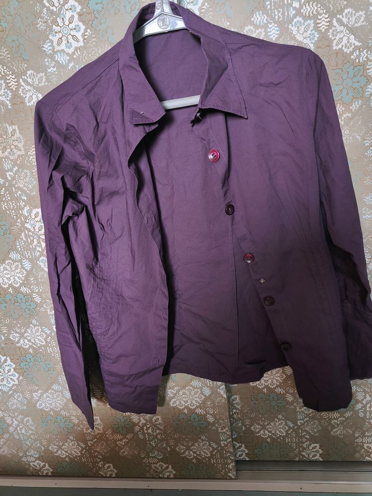 Brinjal Color Formal Women Shirt And Roadster Chec