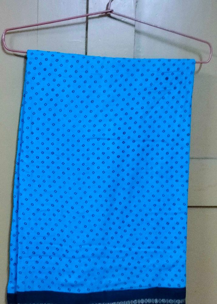 Beautiful Blue Saree with Black Dots