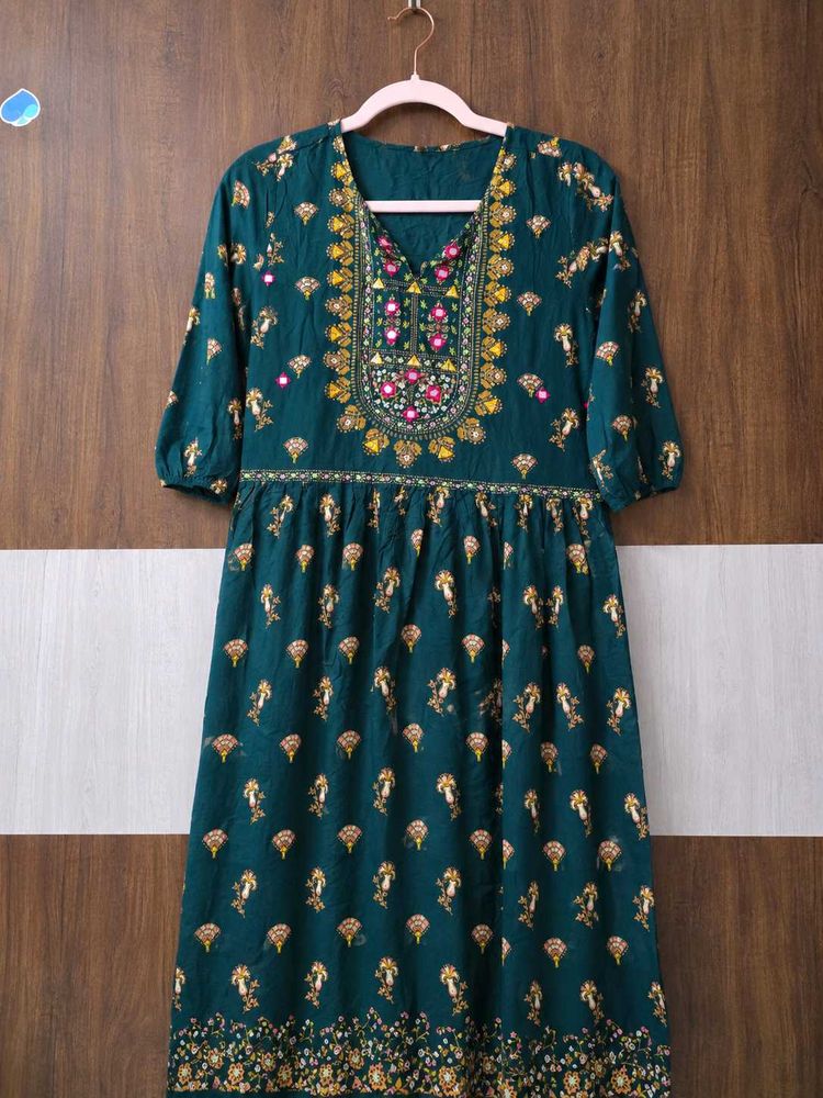 Embroidered Teal Kurta