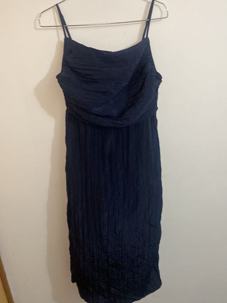 Elegant Navy Ruched Dress