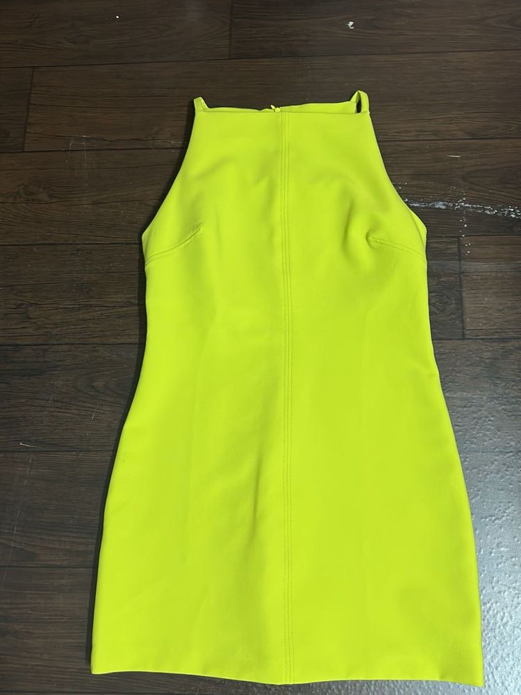Neon Yellow Halter Neck Mini Dress